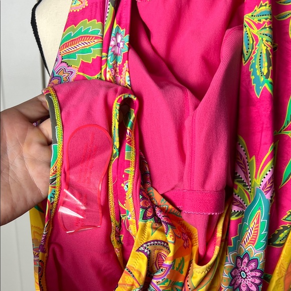 NWT JOHNNY WAS FLAMINGO MIX CUT‑OUT SURF ONE PIECE - Picture 8 of 9